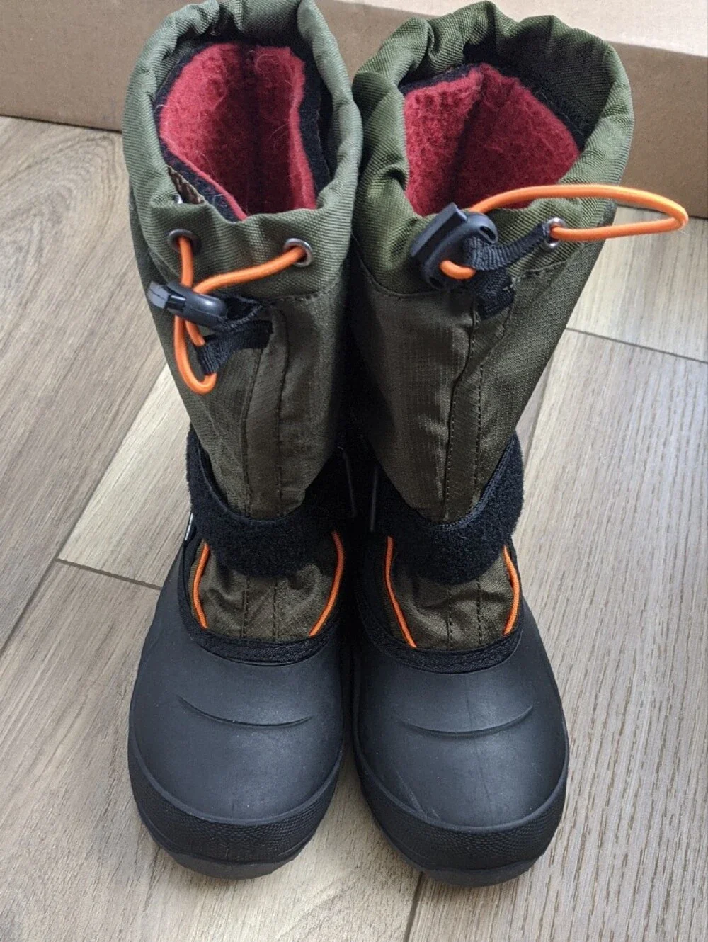Kamik Size 3 Olive Green and Orange Waterproof Winter Boots